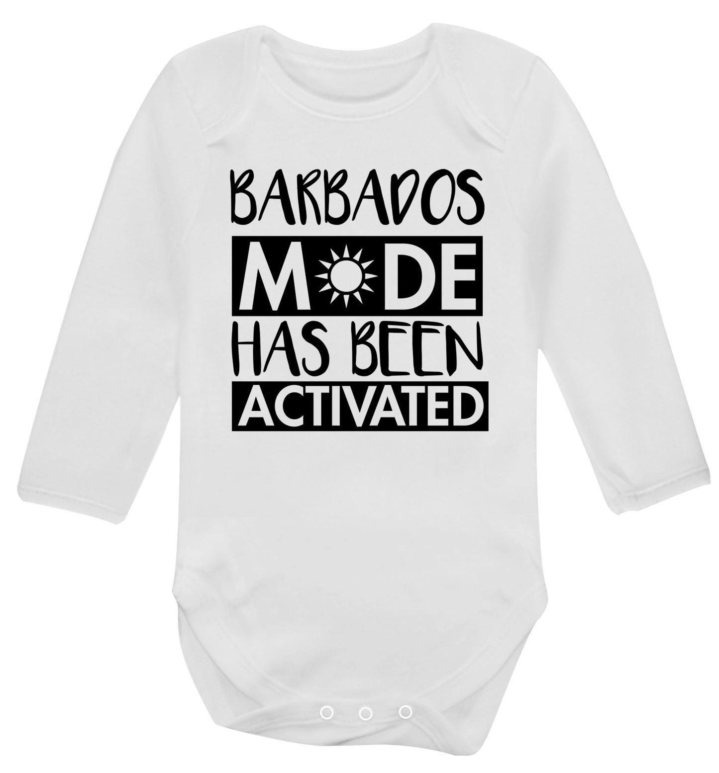 Barbados mode has been activated Baby Vest long sleeved white 6-12 months