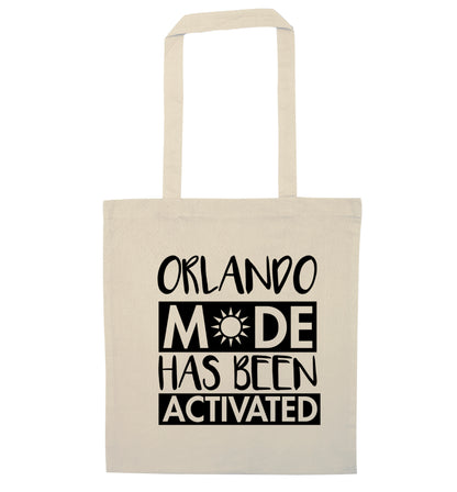 Orlando mode has been activated natural tote bag