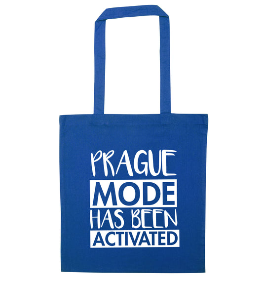 Prague mode has been activated blue tote bag