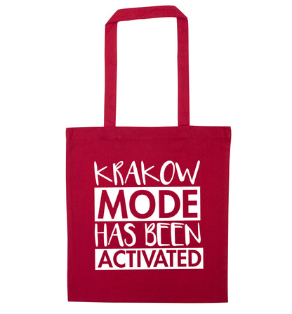 Krakow mode has been activated red tote bag