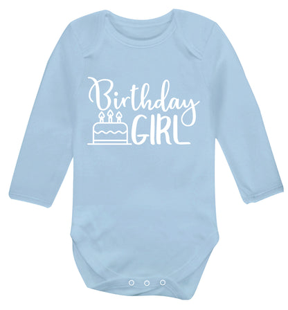 Birthday Girl Baby Vest long sleeved pale blue 6-12 months