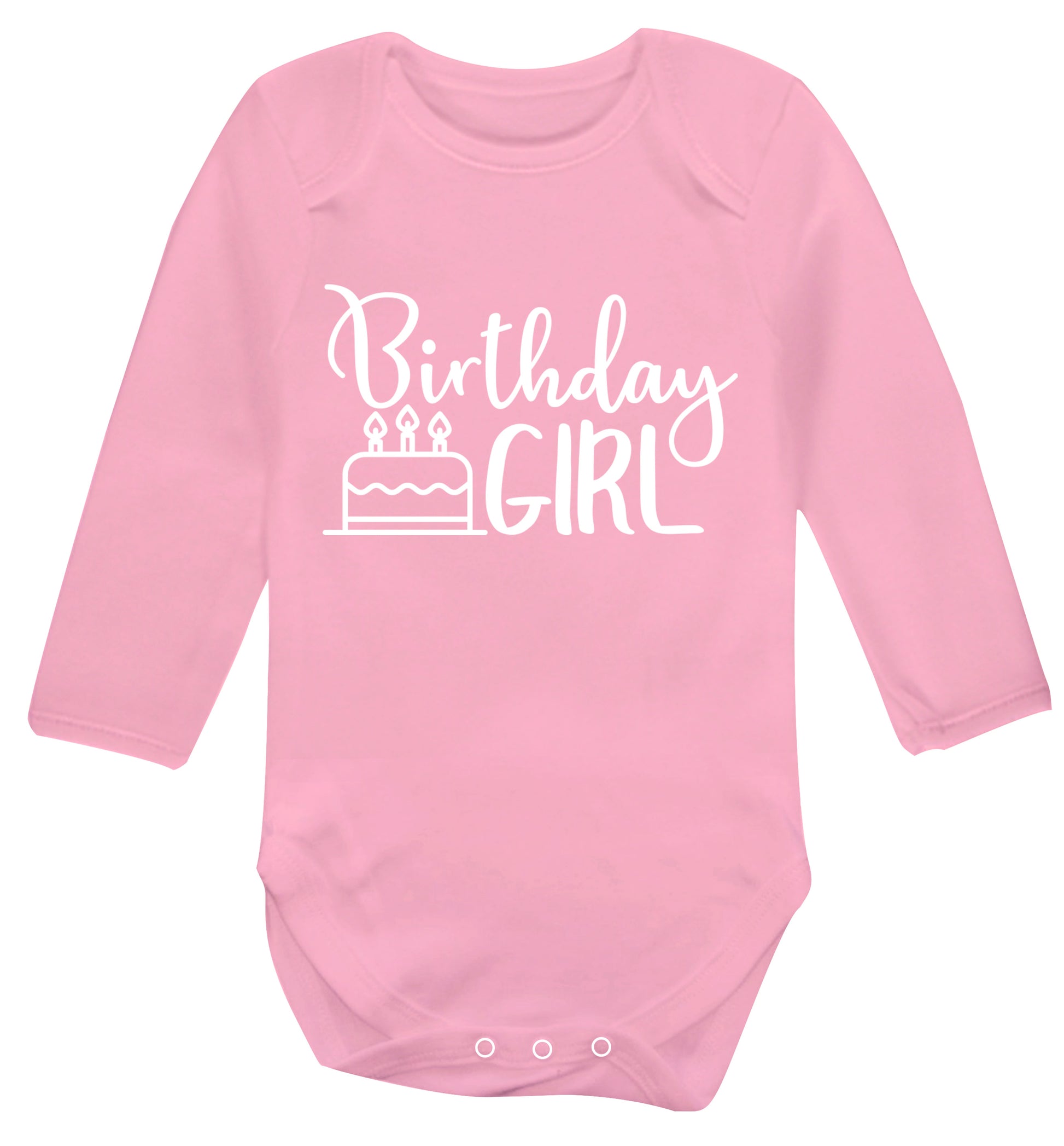 Birthday Girl Baby Vest long sleeved pale pink 6-12 months