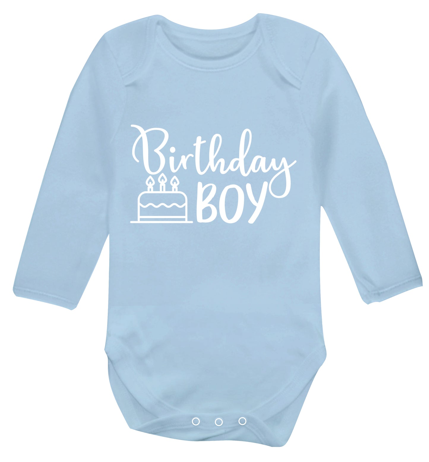 Birthday Boy Baby Vest long sleeved pale blue 6-12 months