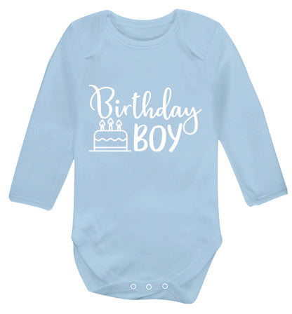 Birthday Boy Baby Vest long sleeved pale blue 6-12 months