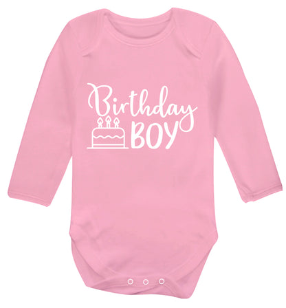 Birthday Boy Baby Vest long sleeved pale pink 6-12 months