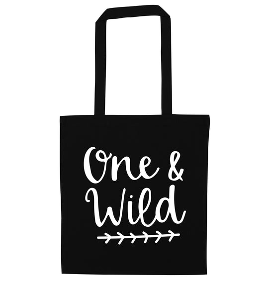 One and wild black tote bag