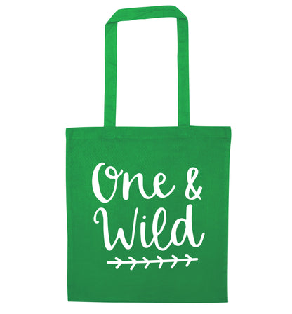 One and wild green tote bag
