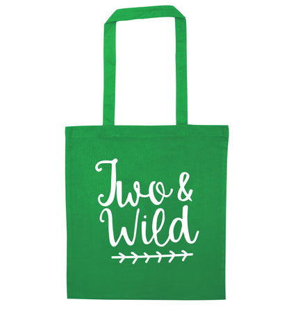 Two and wild green tote bag