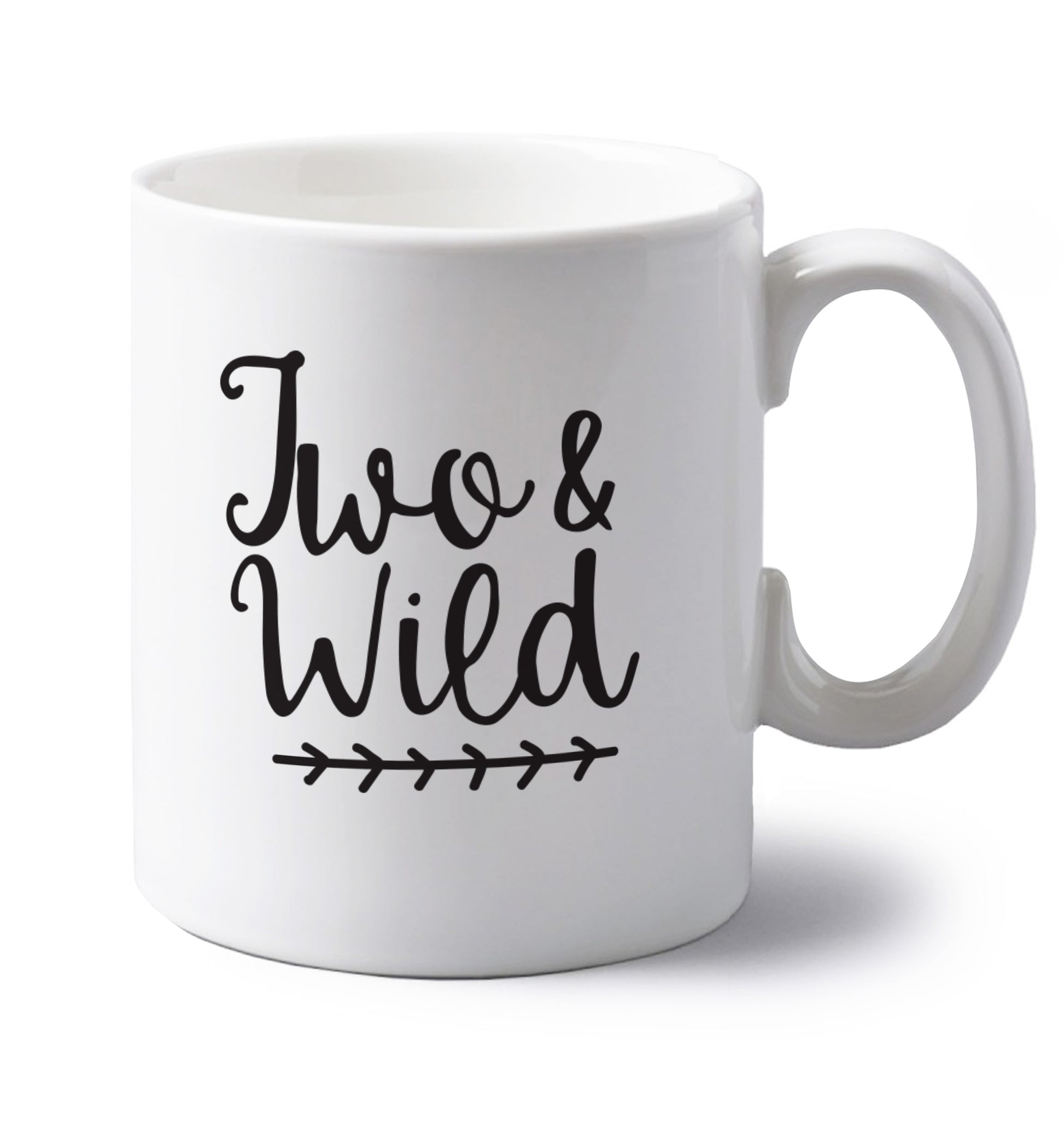 Two and wild left handed white ceramic mug 