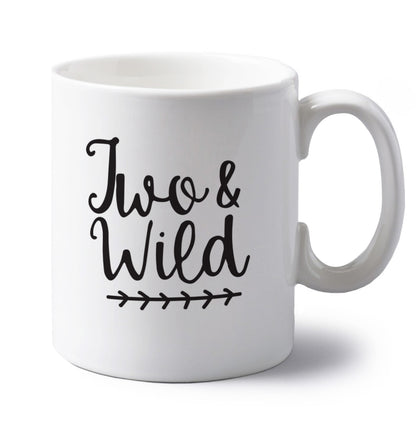 Two and wild left handed white ceramic mug 