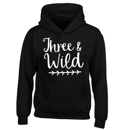 Three and wild children's black hoodie 12-13 Years