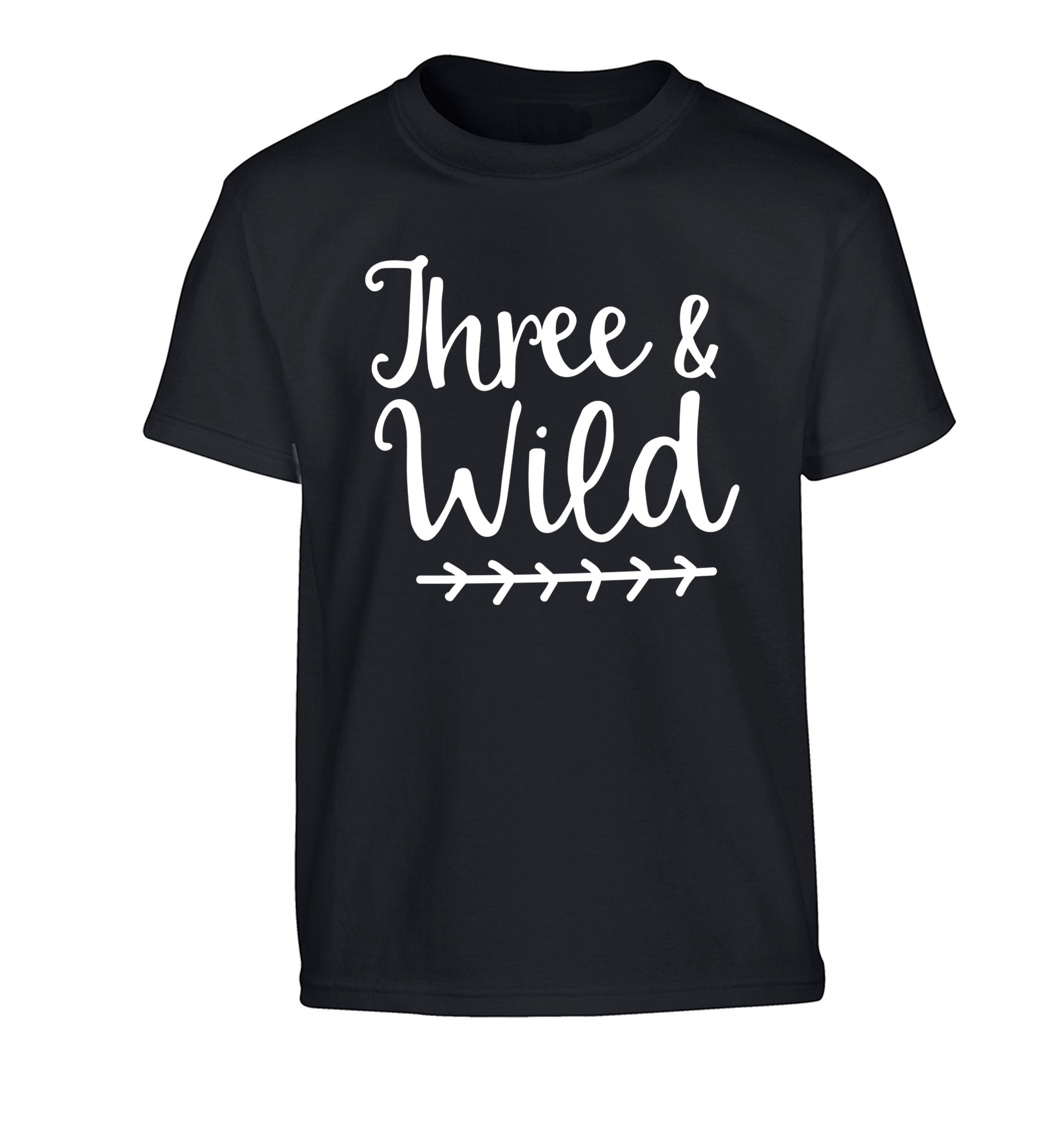 Three and wild Children's black Tshirt 12-13 Years