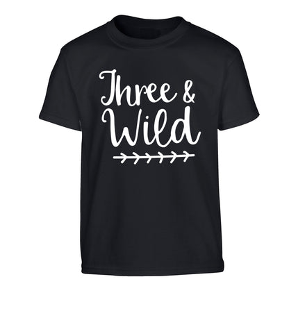 Three and wild Children's black Tshirt 12-13 Years