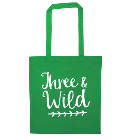 Three and wild green tote bag