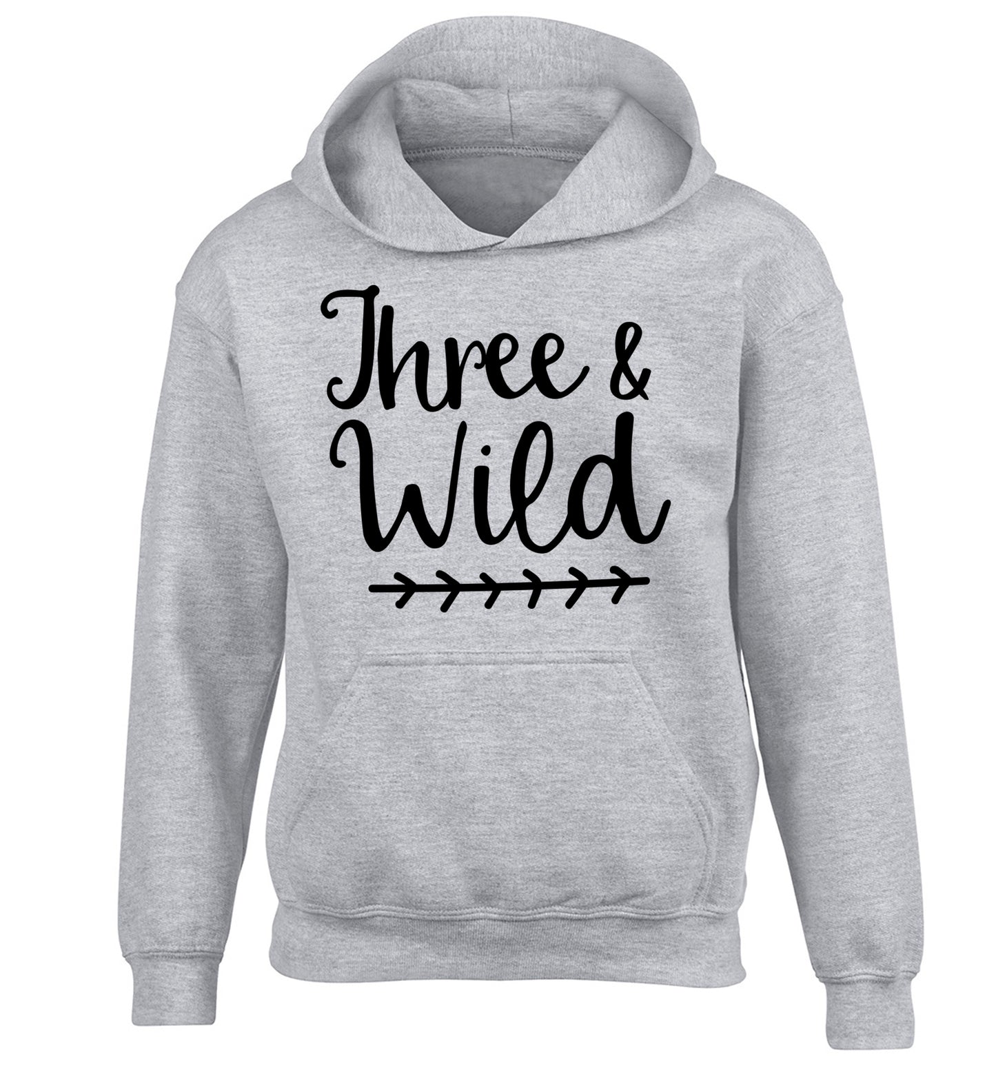 Three and wild children's grey hoodie 12-13 Years