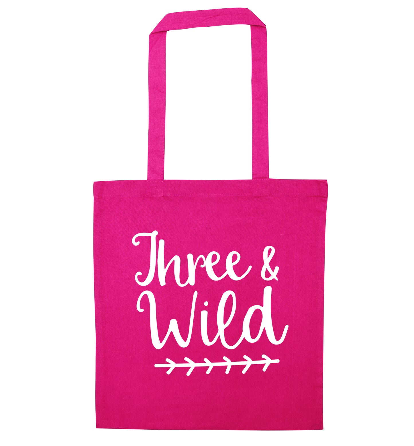 Three and wild pink tote bag