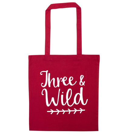 Three and wild red tote bag