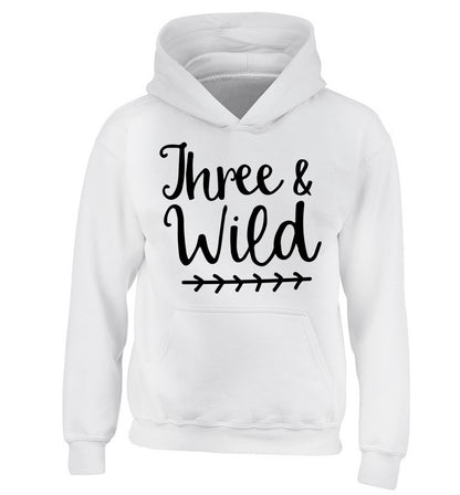 Three and wild children's white hoodie 12-13 Years