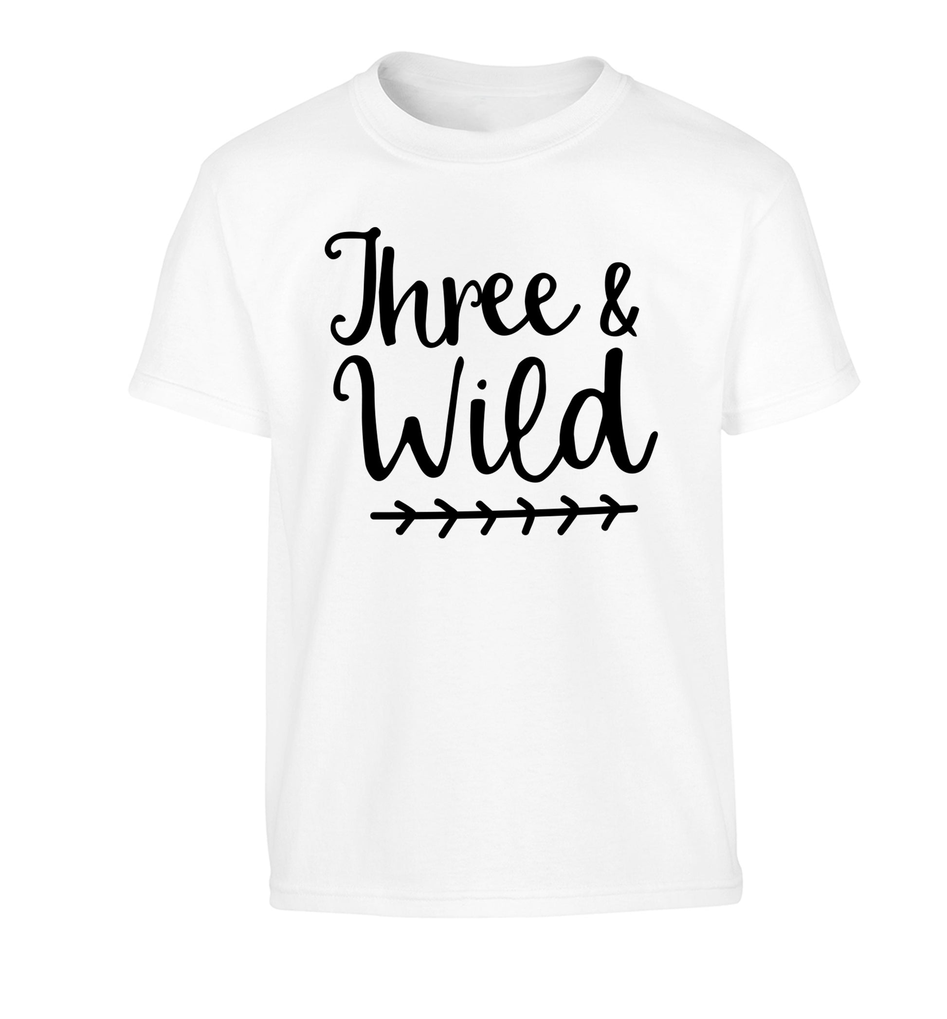 Three and wild Children's white Tshirt 12-13 Years