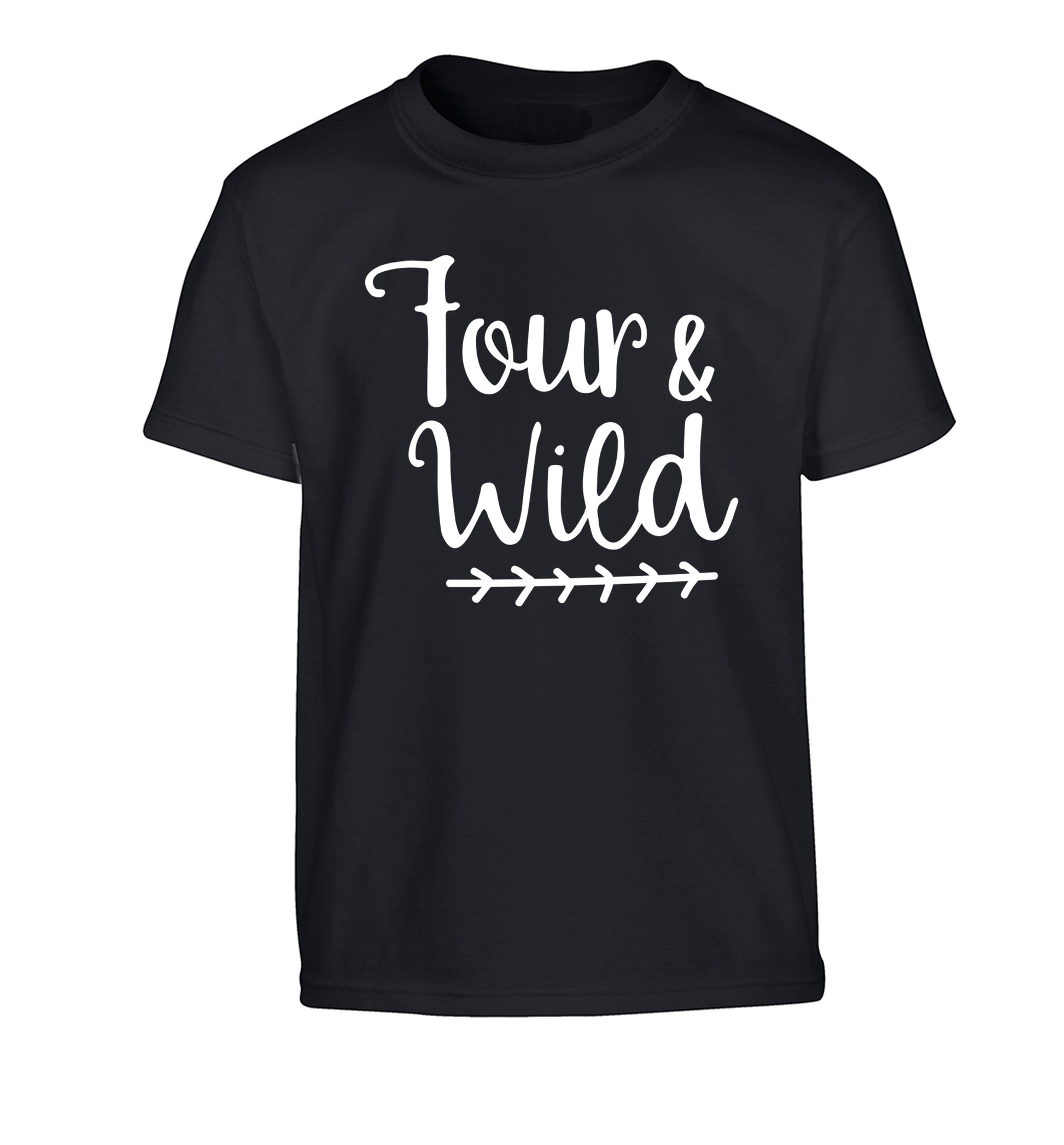 Four and wild Children's black Tshirt 12-13 Years