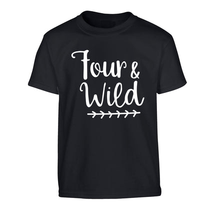 Four and wild Children's black Tshirt 12-13 Years