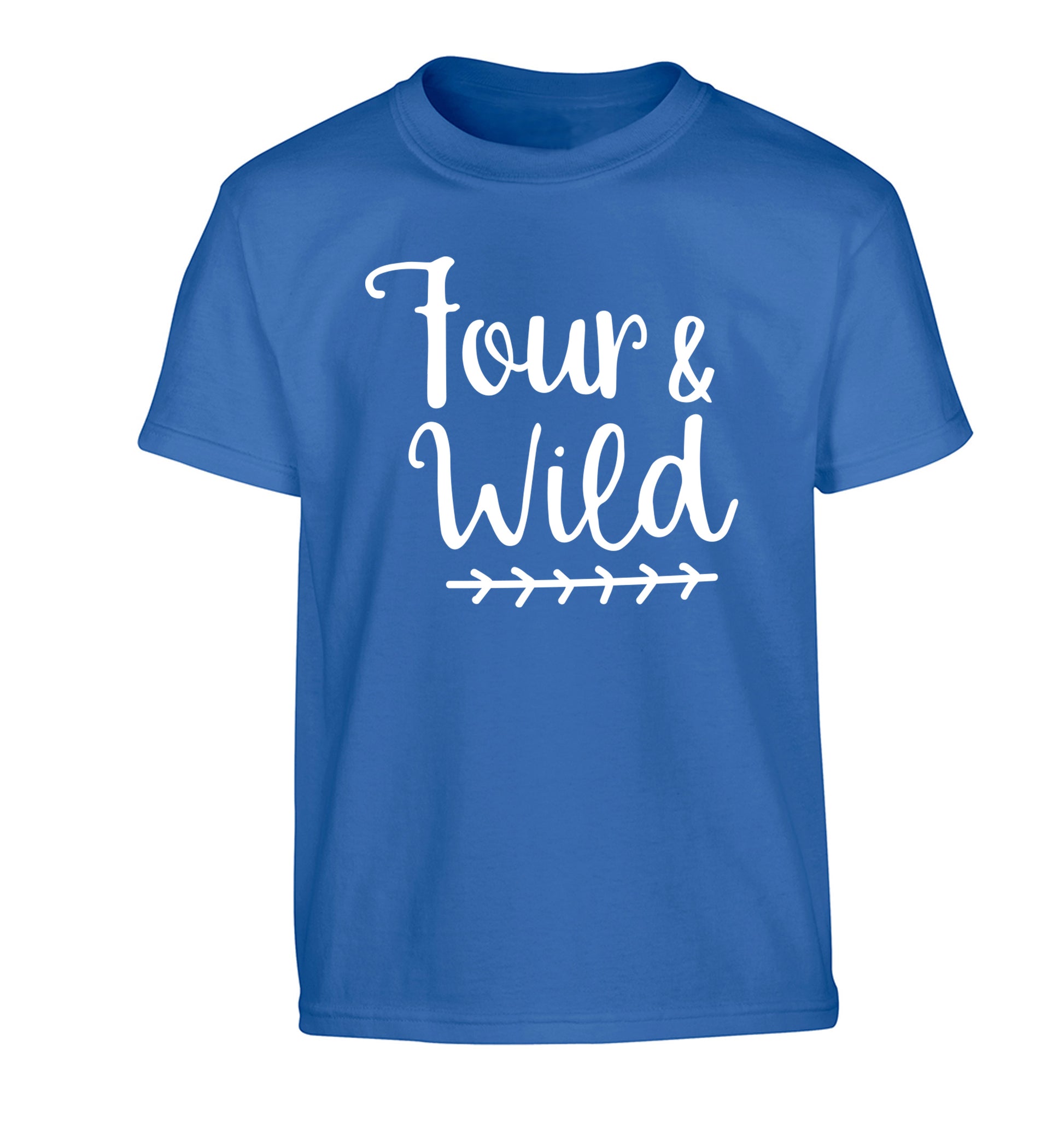 Four and wild Children's blue Tshirt 12-13 Years