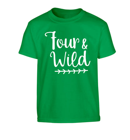 Four and wild Children's green Tshirt 12-13 Years