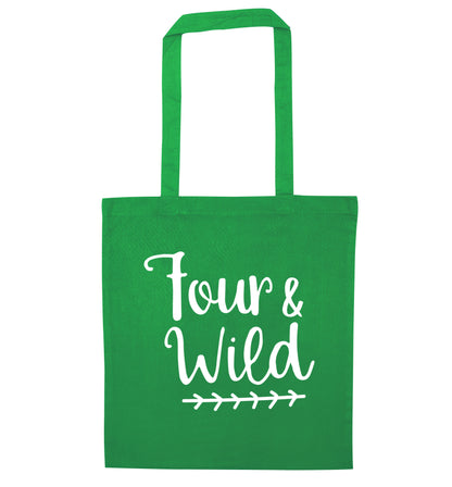 Four and wild green tote bag
