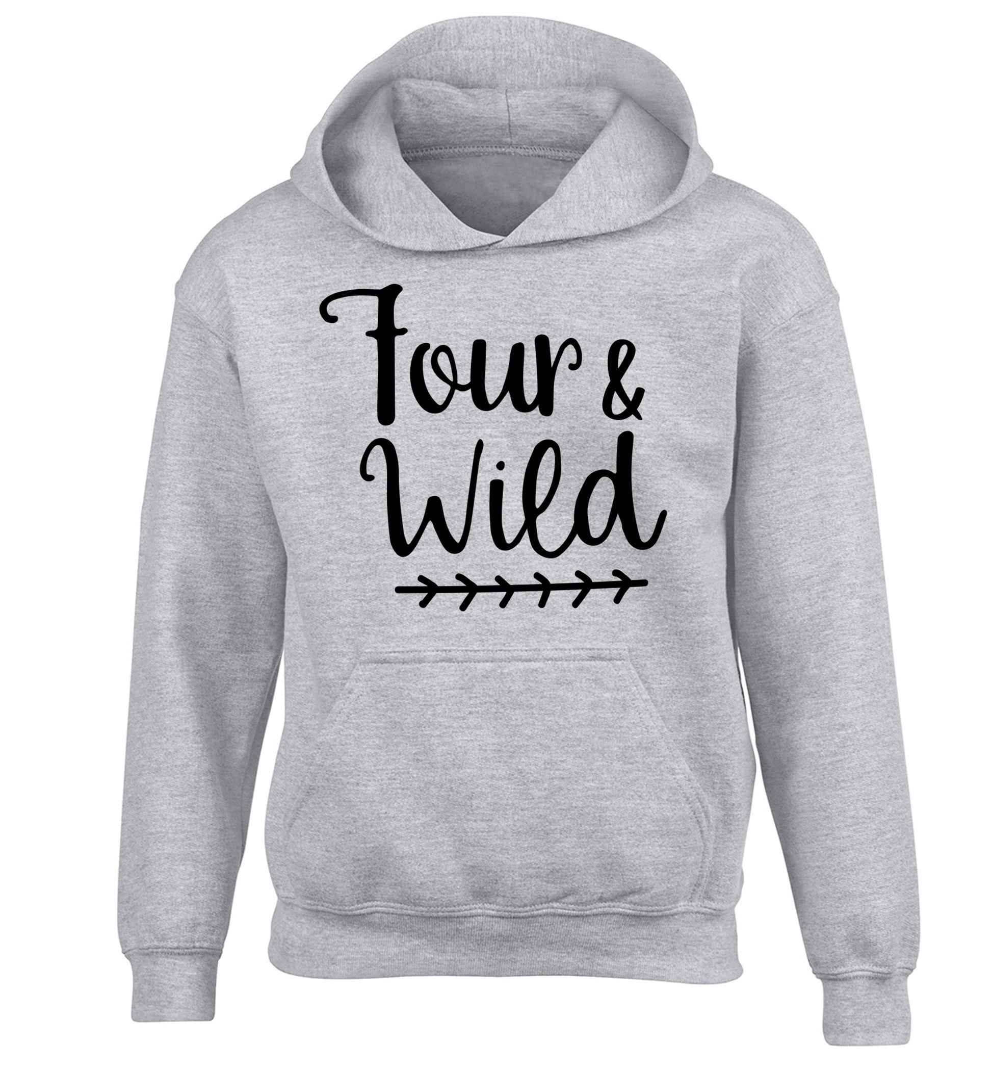 Four and wild children's grey hoodie 12-13 Years