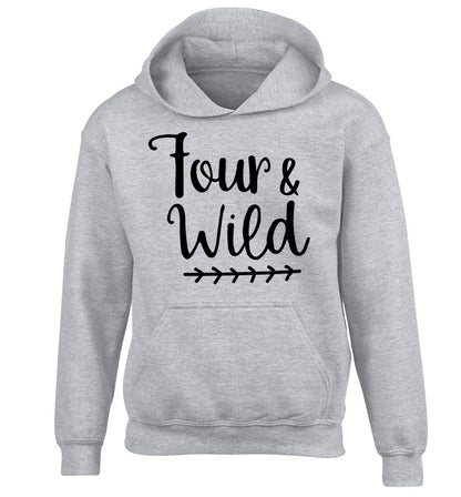 Four and wild children's grey hoodie 12-13 Years