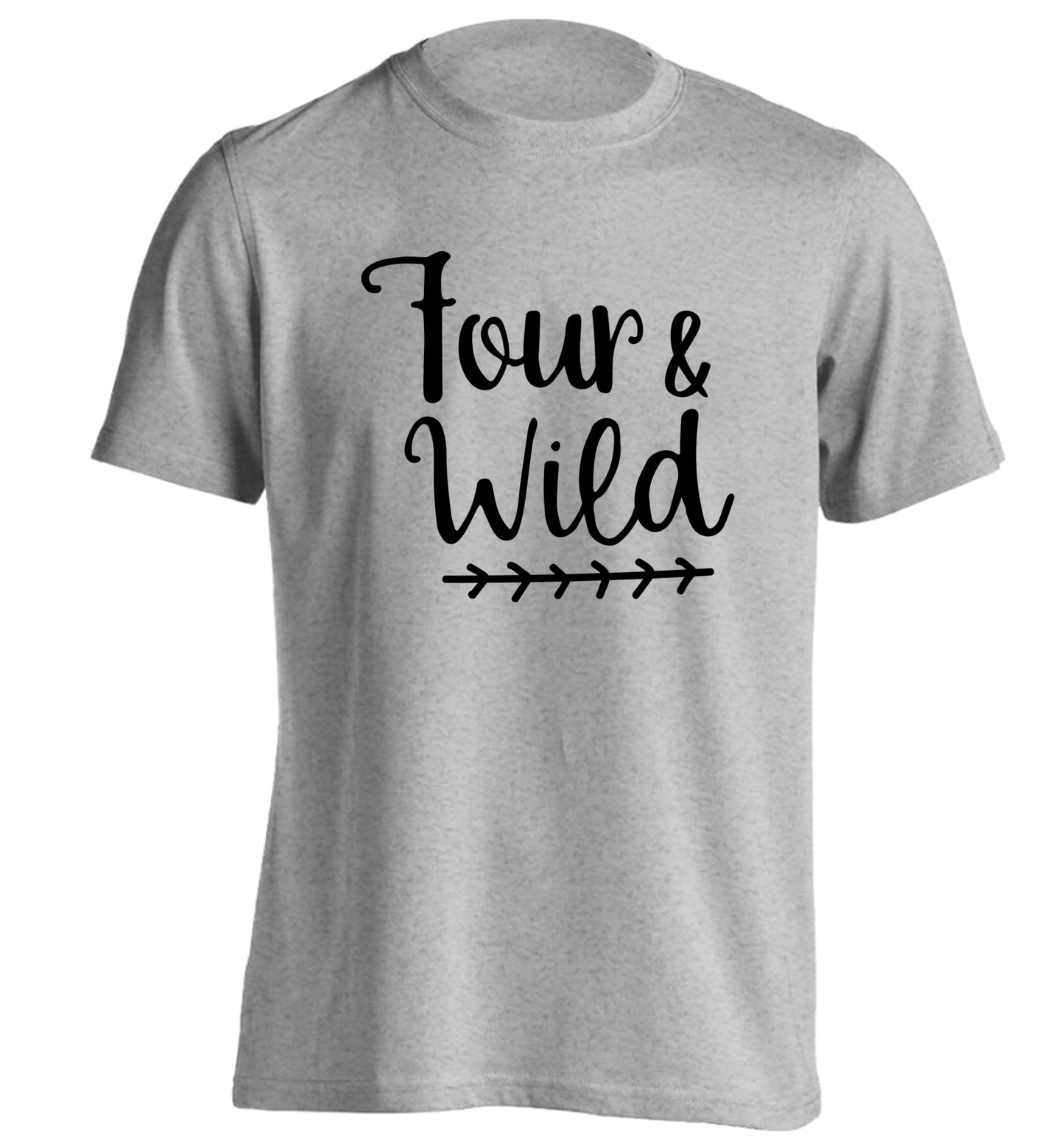 Four and wild adults unisex grey Tshirt 2XL