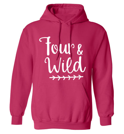 Four and wild adults unisex pink hoodie 2XL