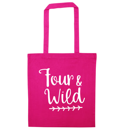Four and wild pink tote bag