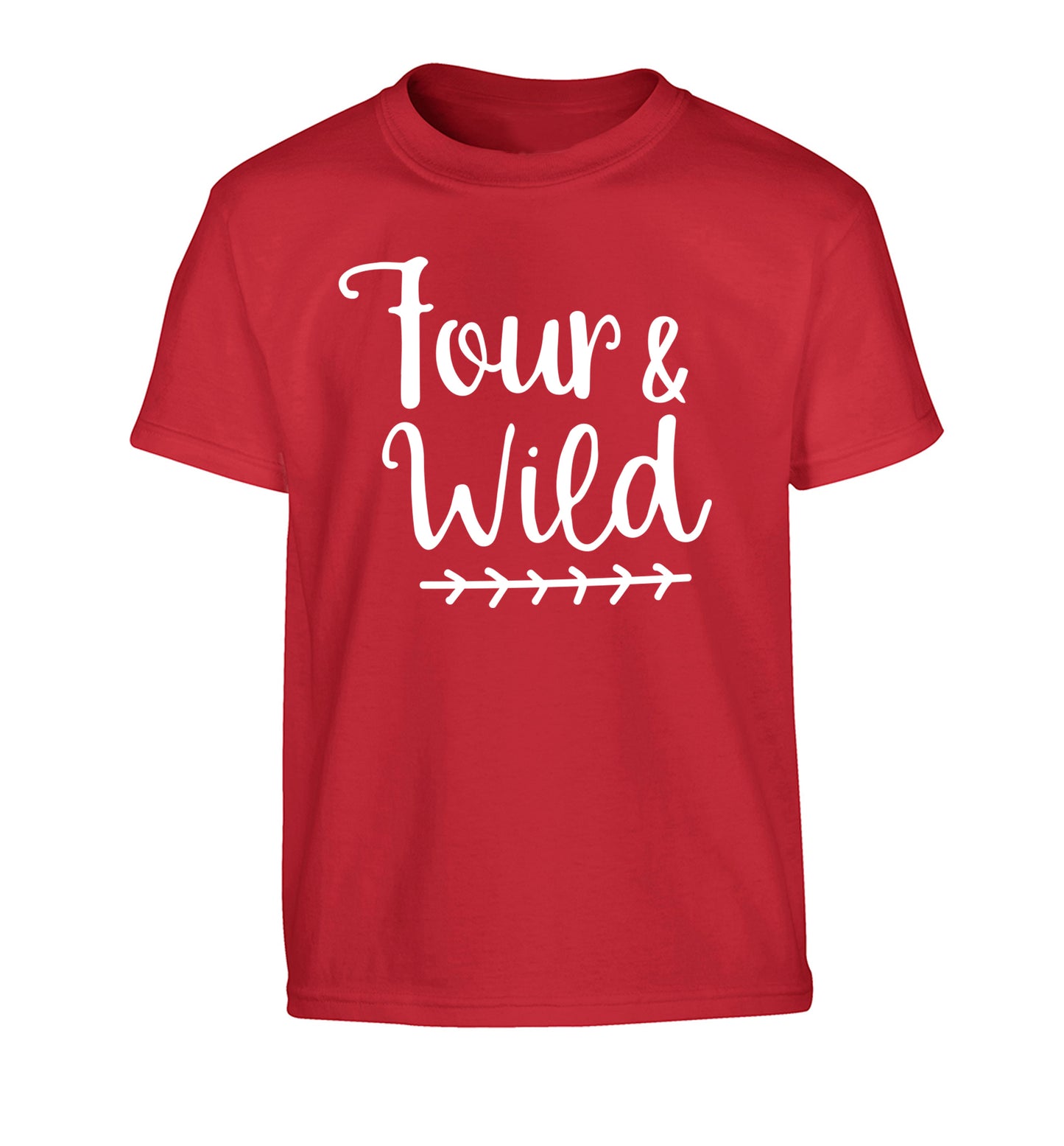 Four and wild Children's red Tshirt 12-13 Years