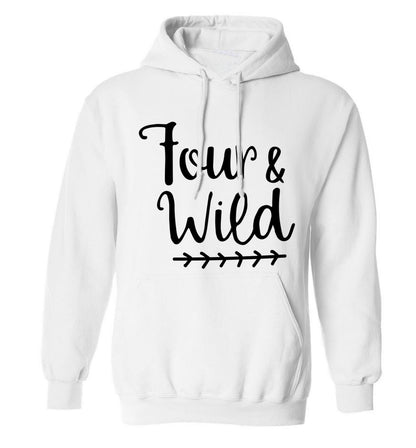 Four and wild adults unisex white hoodie 2XL