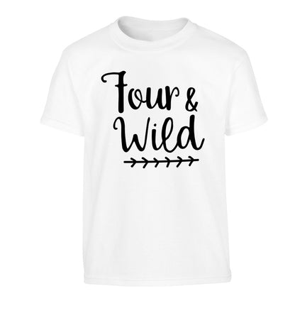 Four and wild Children's white Tshirt 12-13 Years