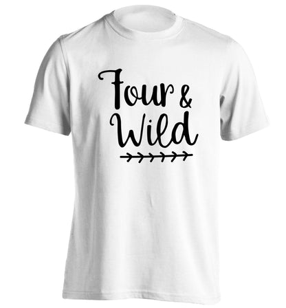 Four and wild adults unisex white Tshirt 2XL