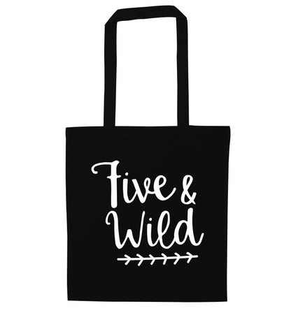 Five and wild black tote bag