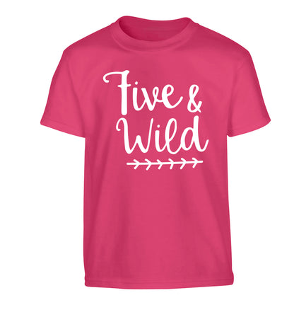 Five and wild Children's pink Tshirt 12-13 Years