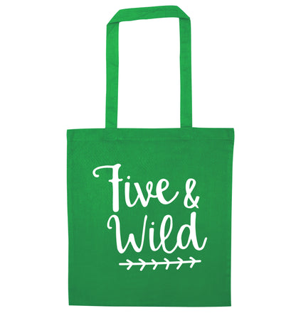 Five and wild green tote bag