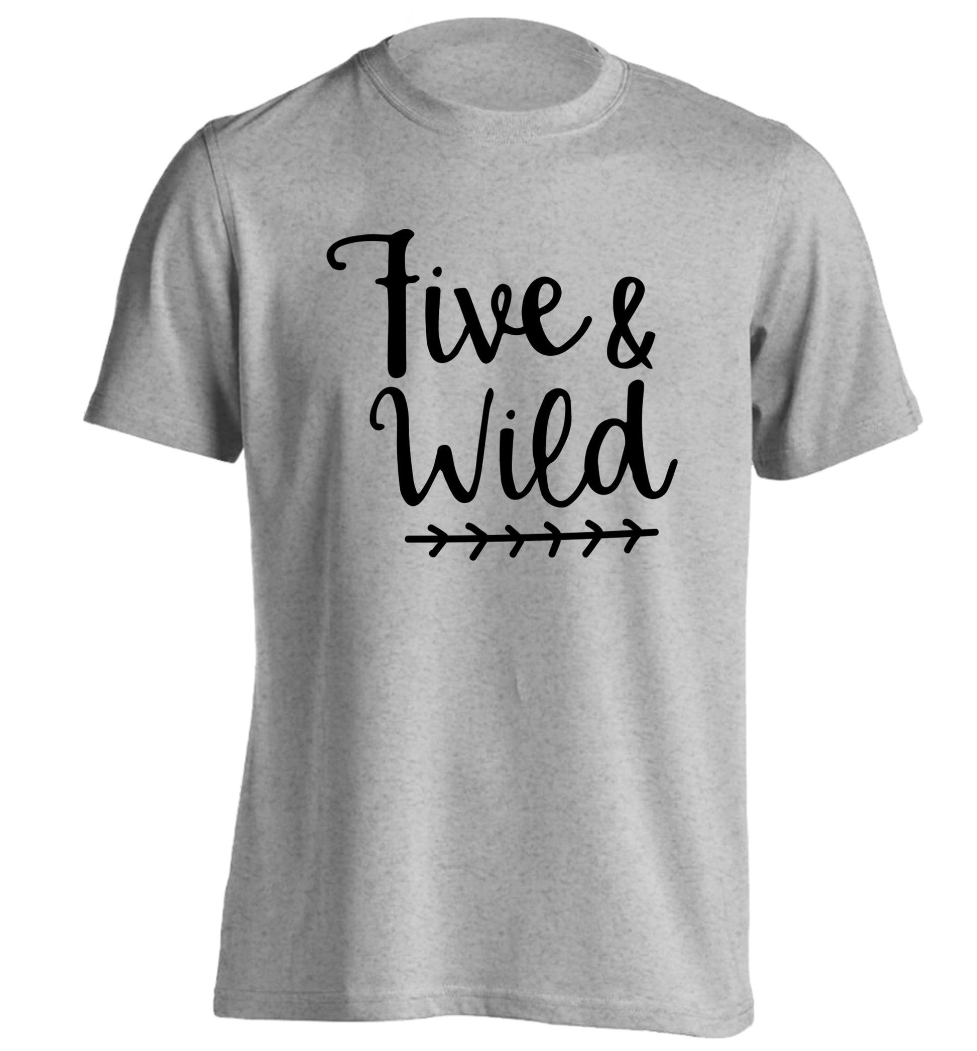 Five and wild adults unisex grey Tshirt 2XL