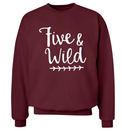 Five and wild Adult's unisex maroon Sweater 2XL