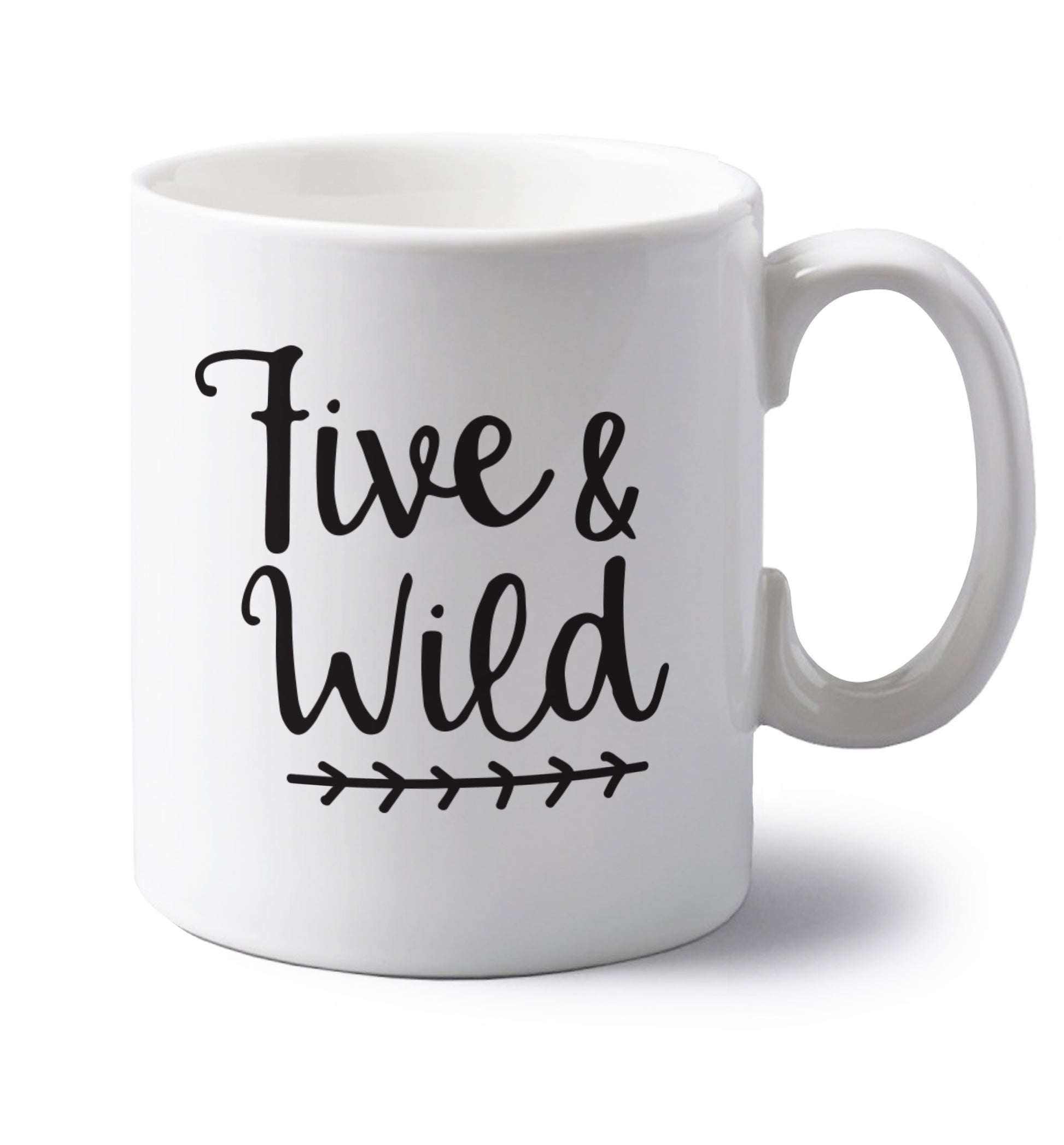 Five and wild left handed white ceramic mug 