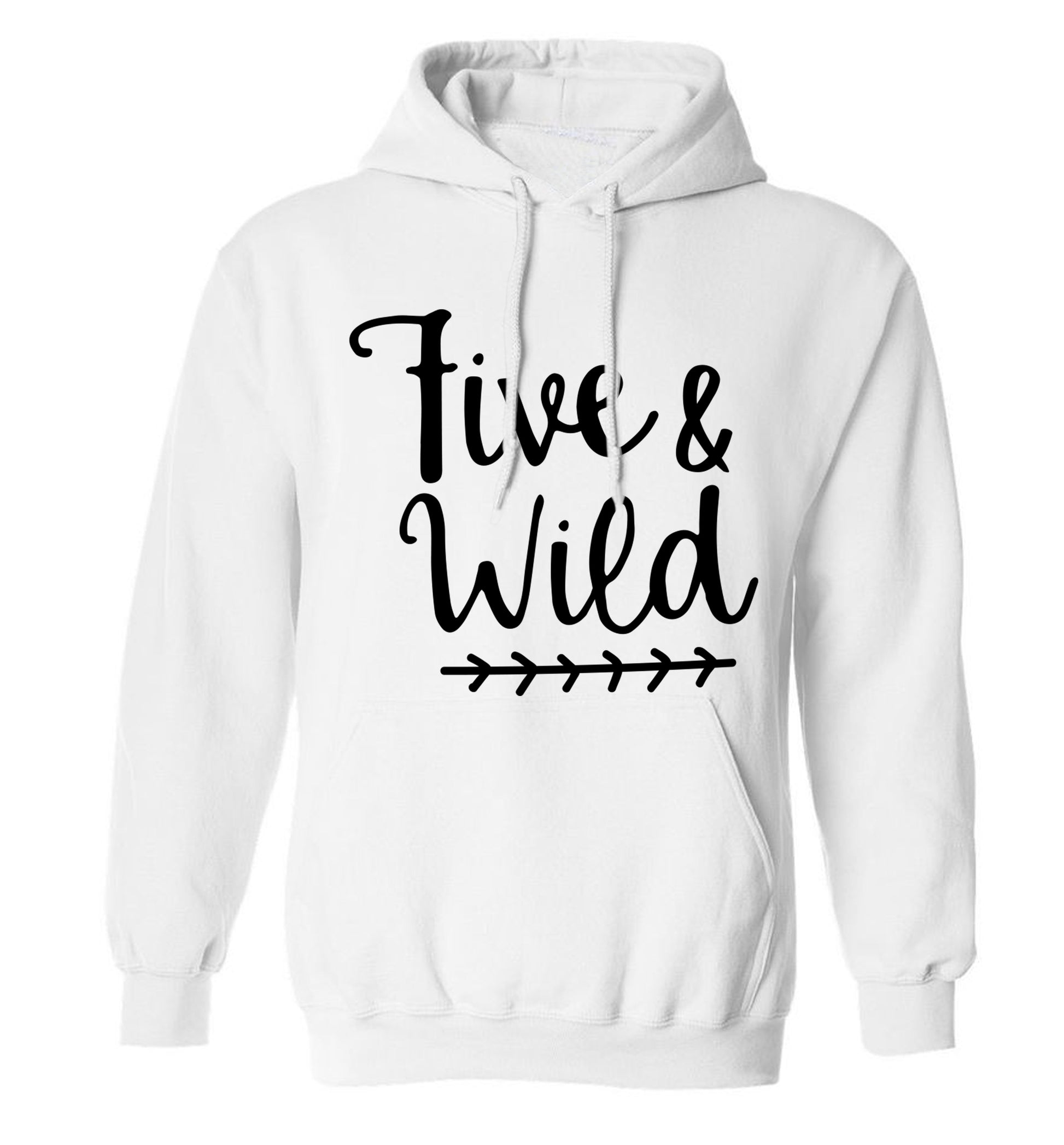 Five and wild adults unisex white hoodie 2XL