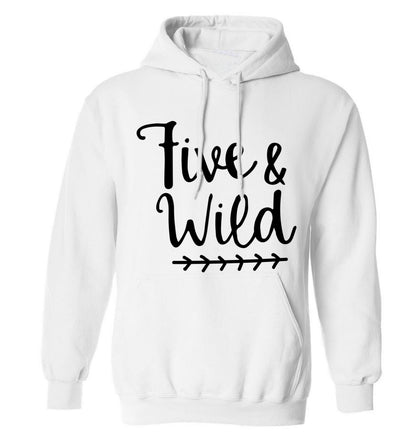 Five and wild adults unisex white hoodie 2XL