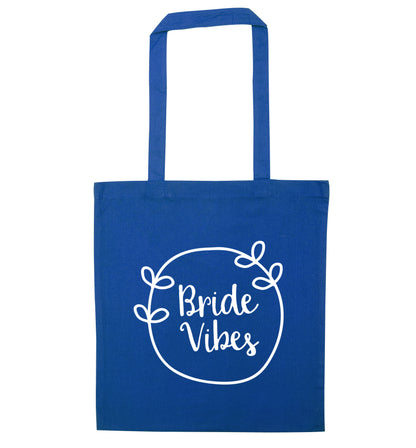 Bride Vibes blue tote bag