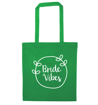 Bride Vibes green tote bag