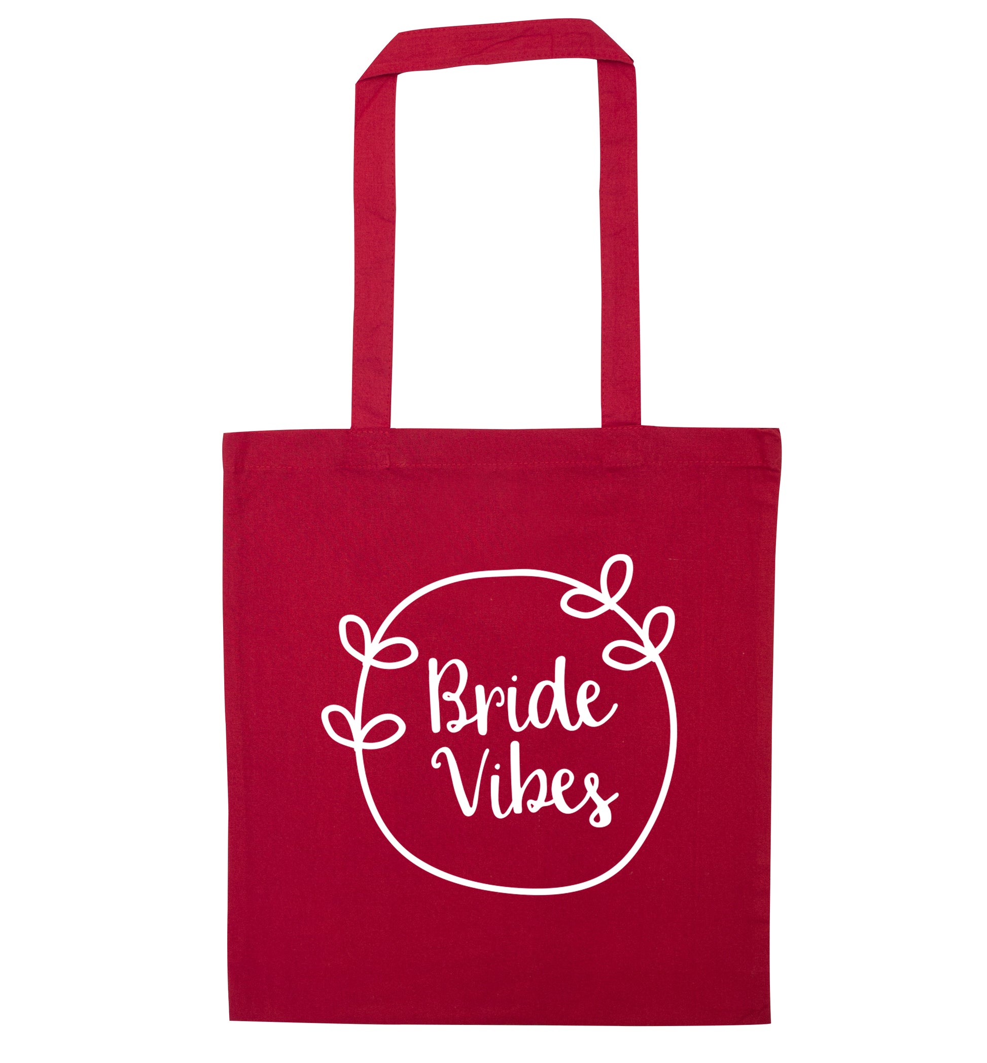 Bride Vibes red tote bag