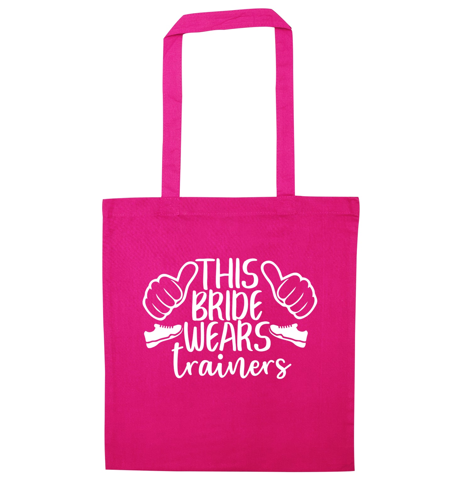 This bride wears trainers pink tote bag