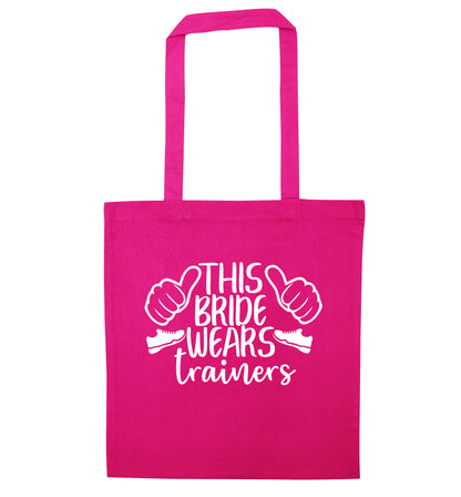 This bride wears trainers pink tote bag